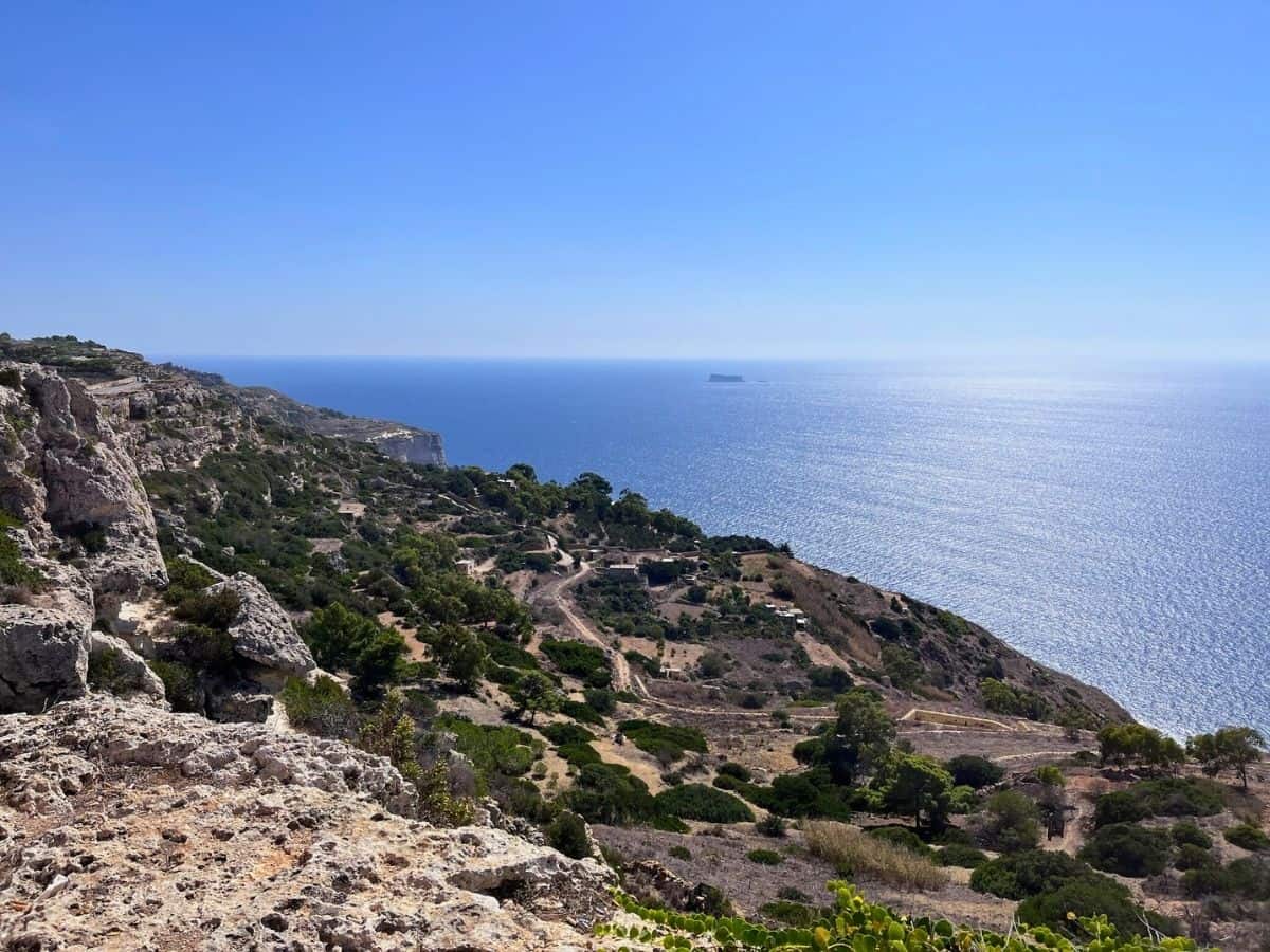 View from Dingli Cliffs in Malta - a great example of soft adventure travel activities.