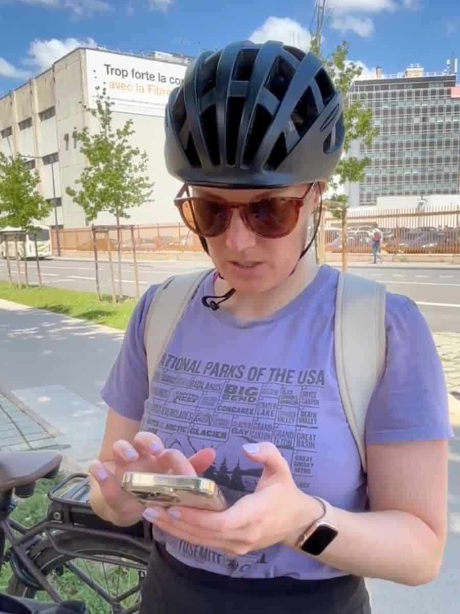 Liz navigating in France