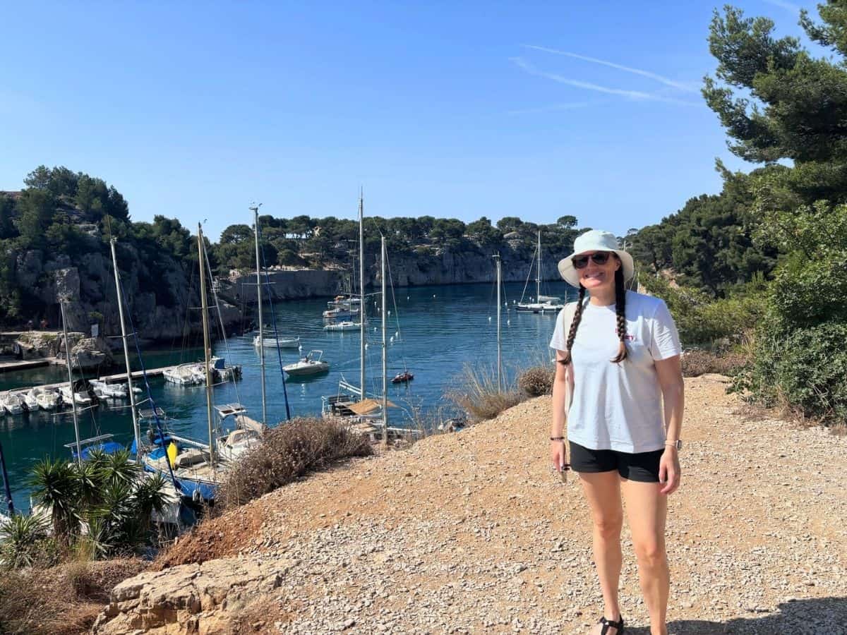 Liz along the Calanques hike in France