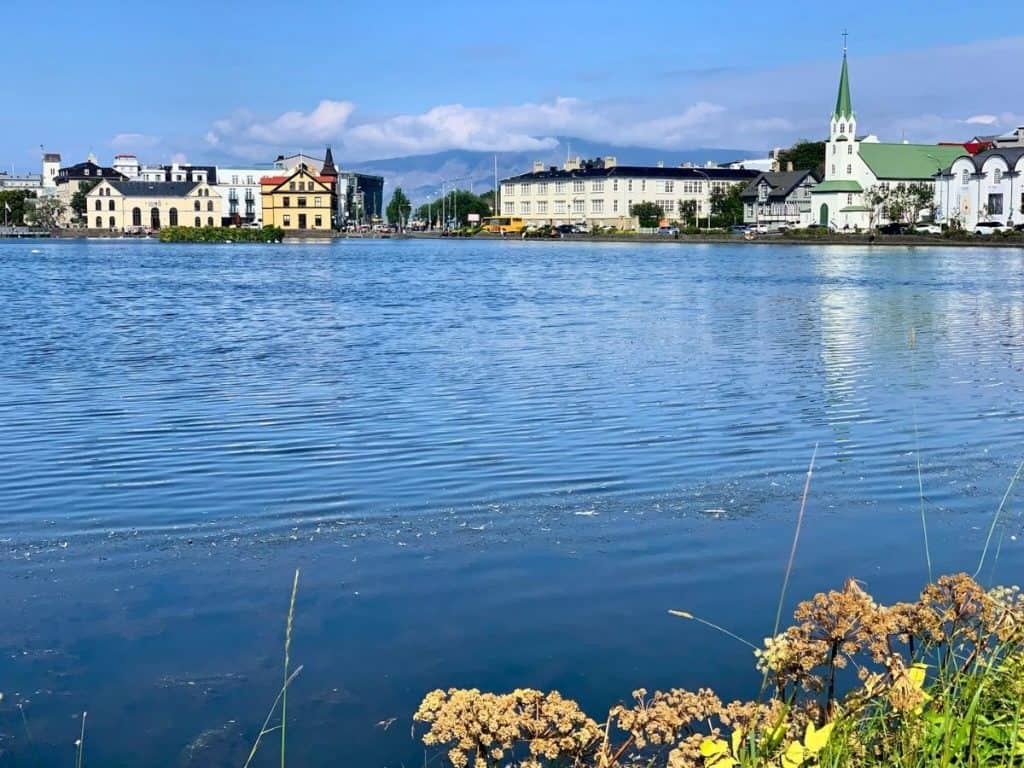 Walking around Tjörnin (pond) on our Reykjavik Walking Tour