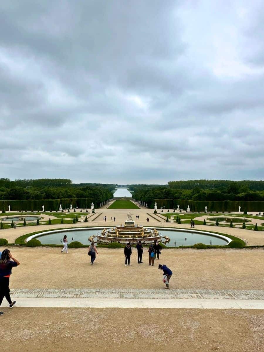View of the expansive gardens - a major draw for renting bikes at Versailles