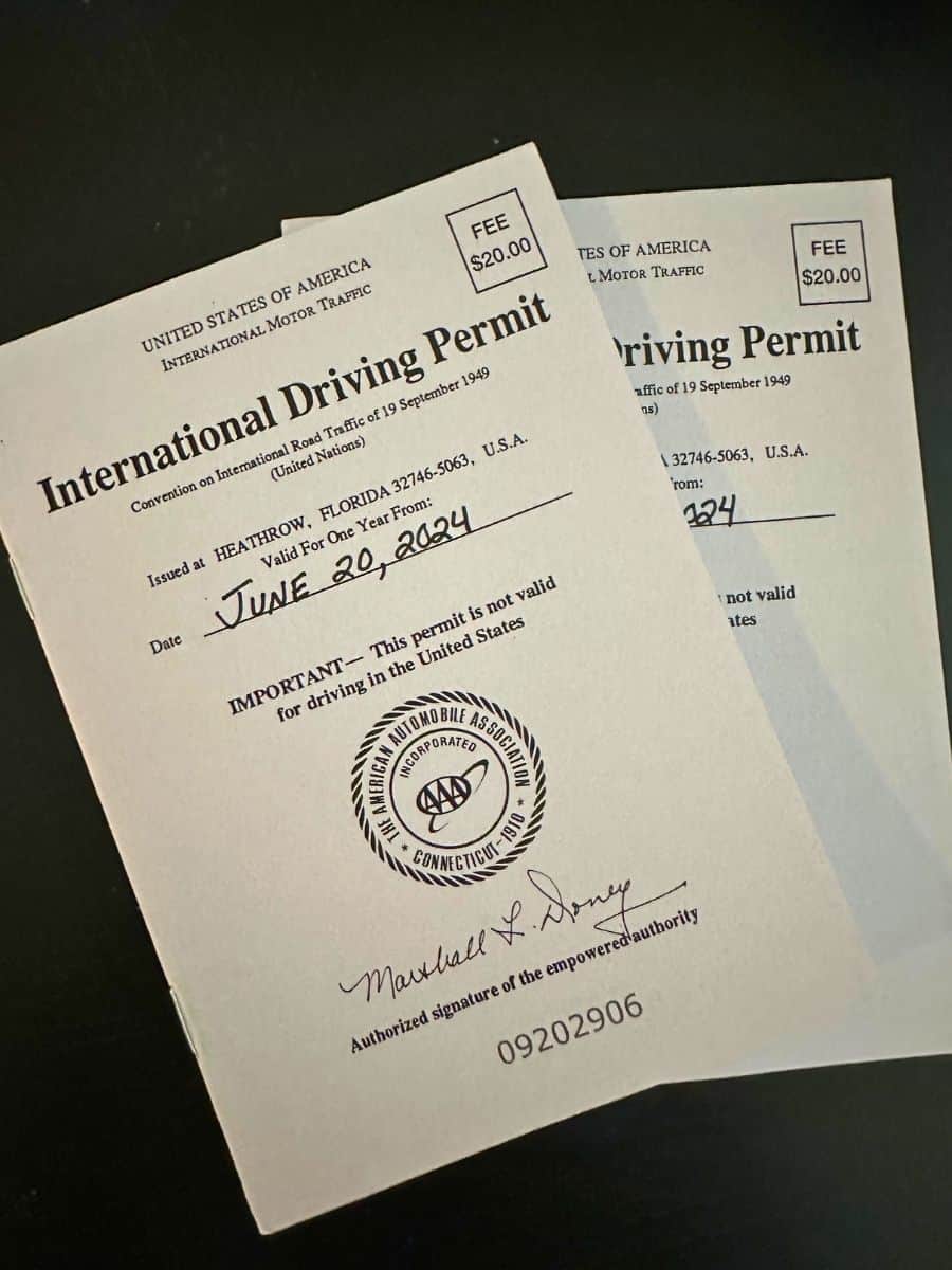 Our international driving permits we obtained for renting a car in Provence