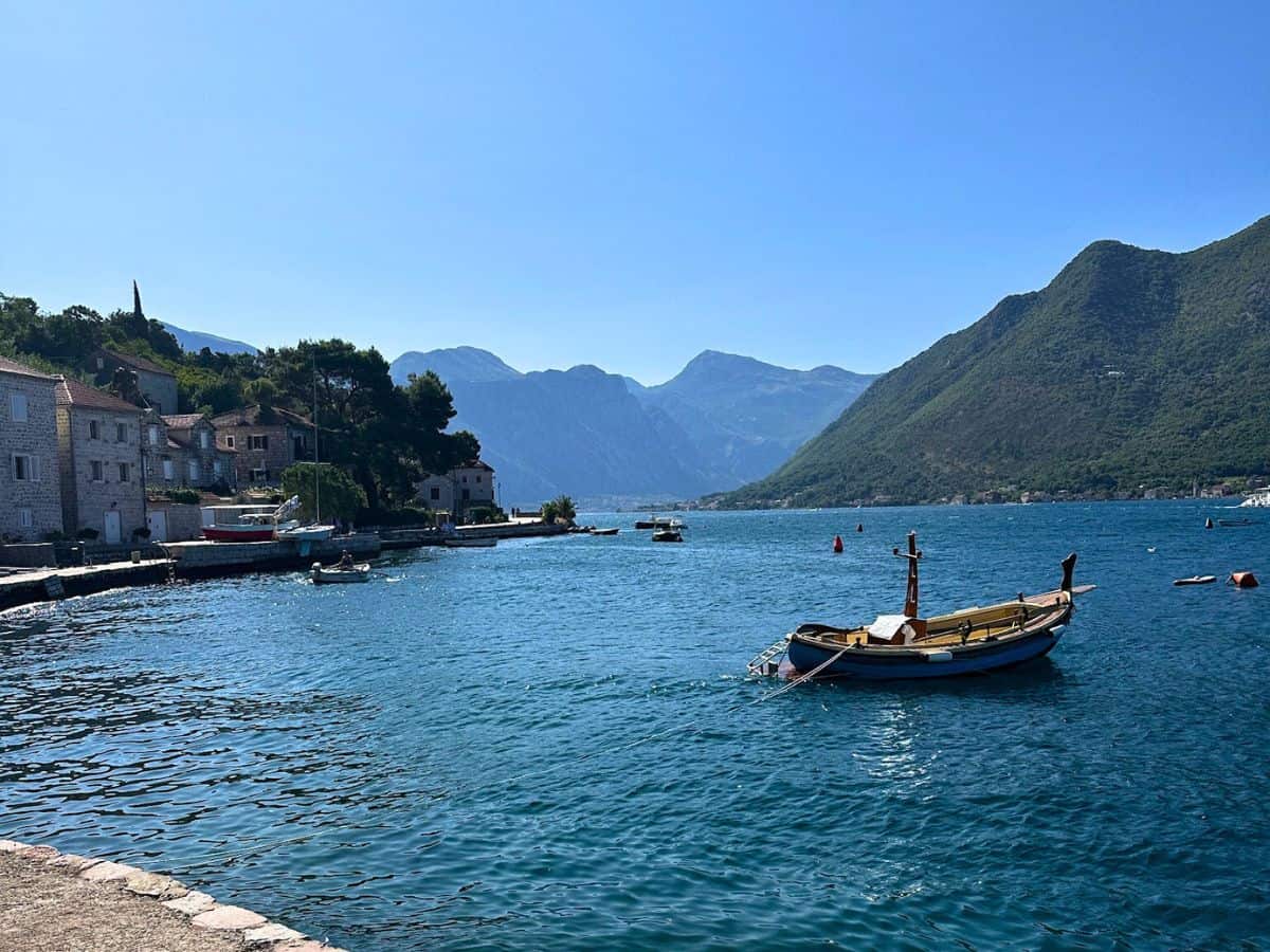 A view of the Bay of Kotor from Perast, looking toward Kotor