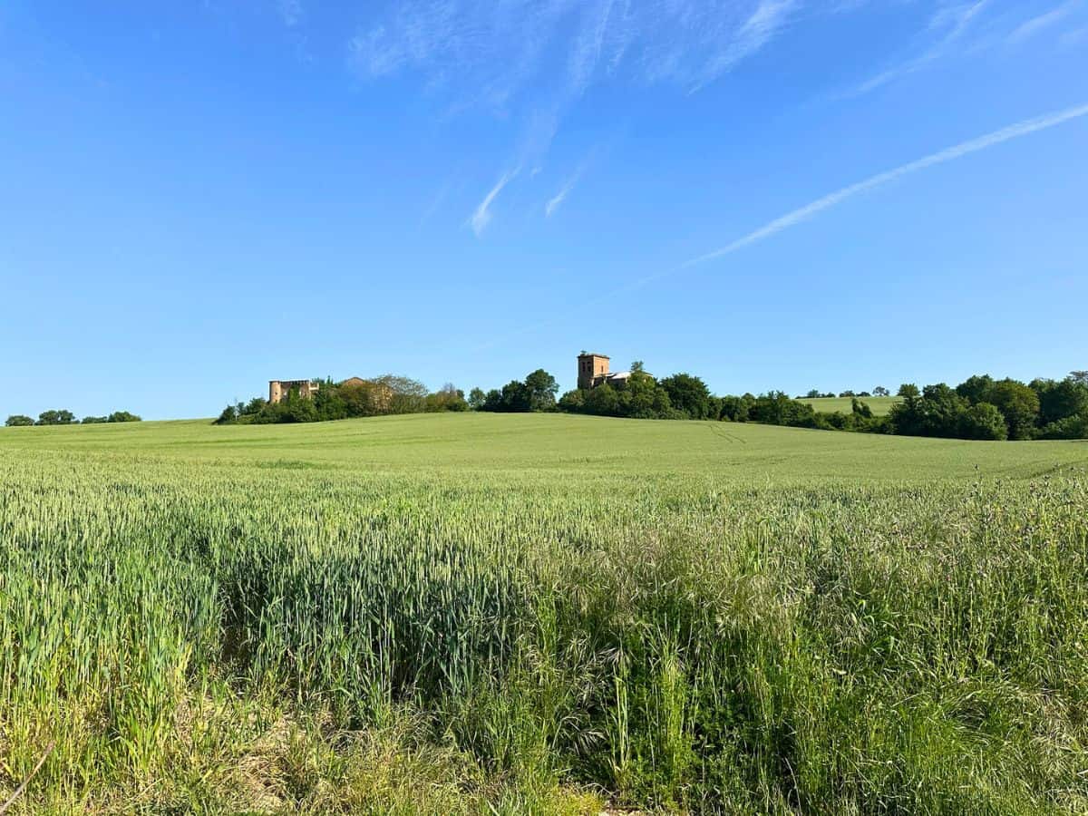 Beautiful fields and villas along the Camino Francés 