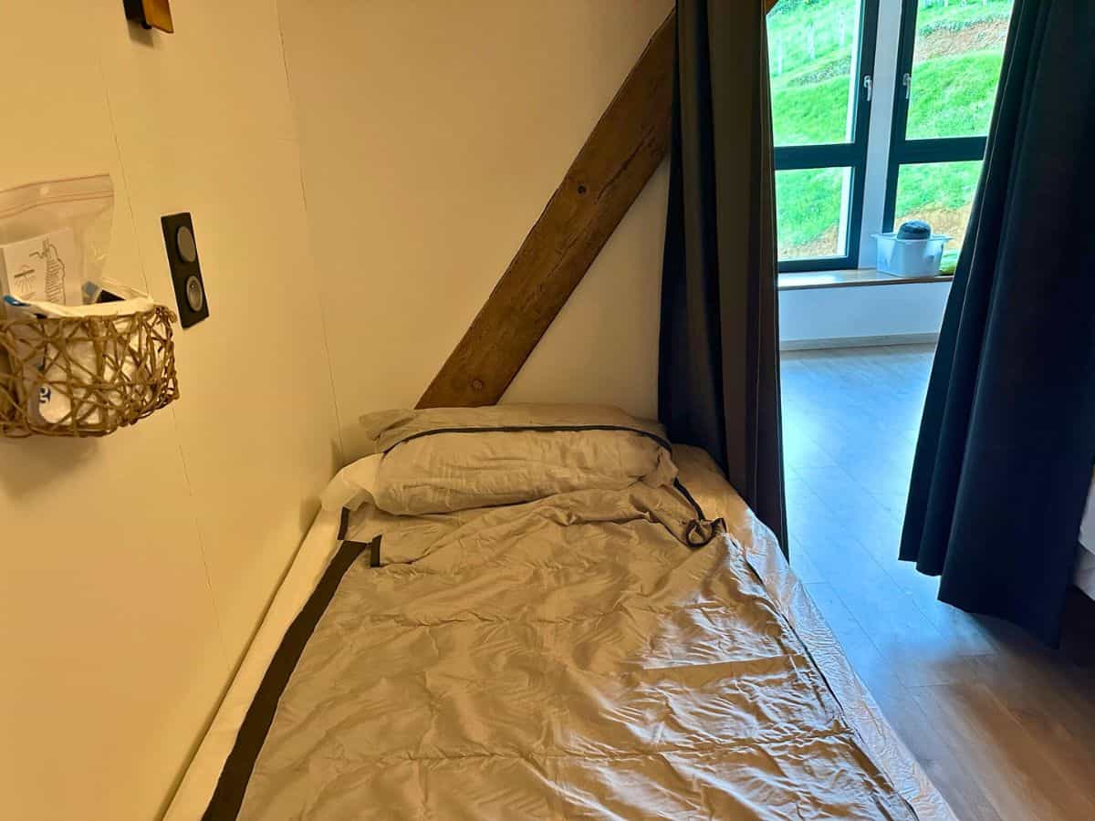 Bed setup at Aubergue Borda in the Pyrenees, one of the nicest albergues we stayed in