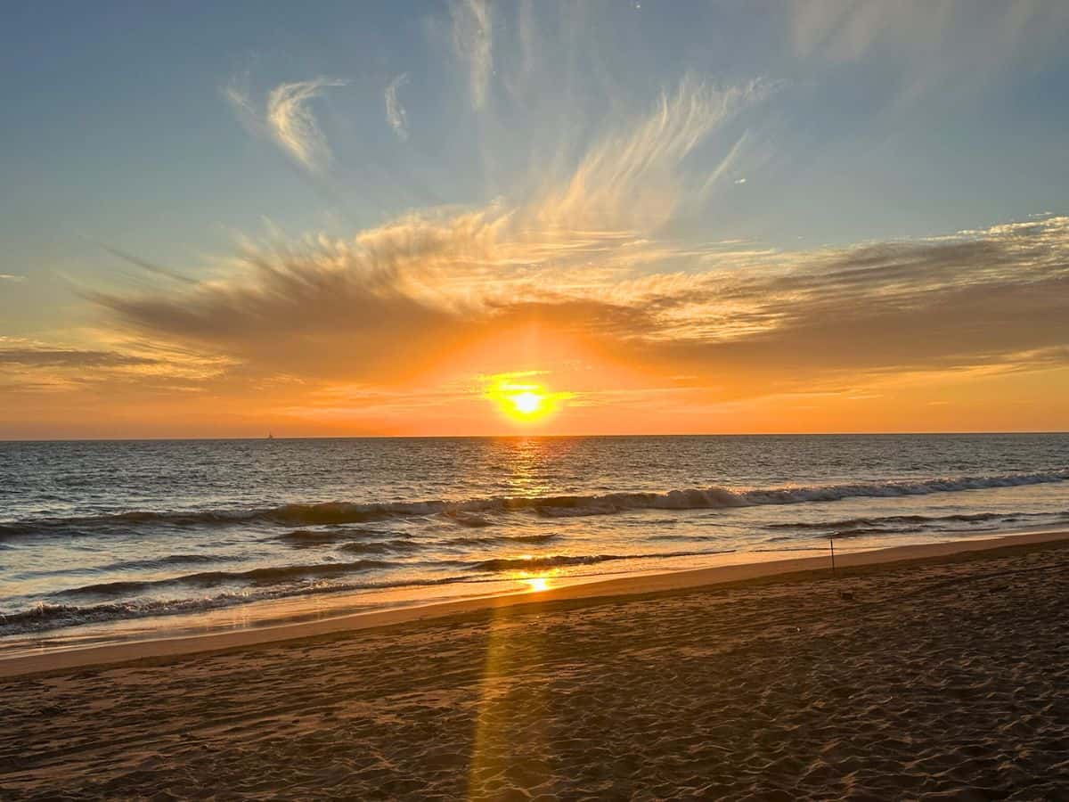 Banderas Bay beaches are known for beautiful sunsets, including this one from Marina Vallarta
