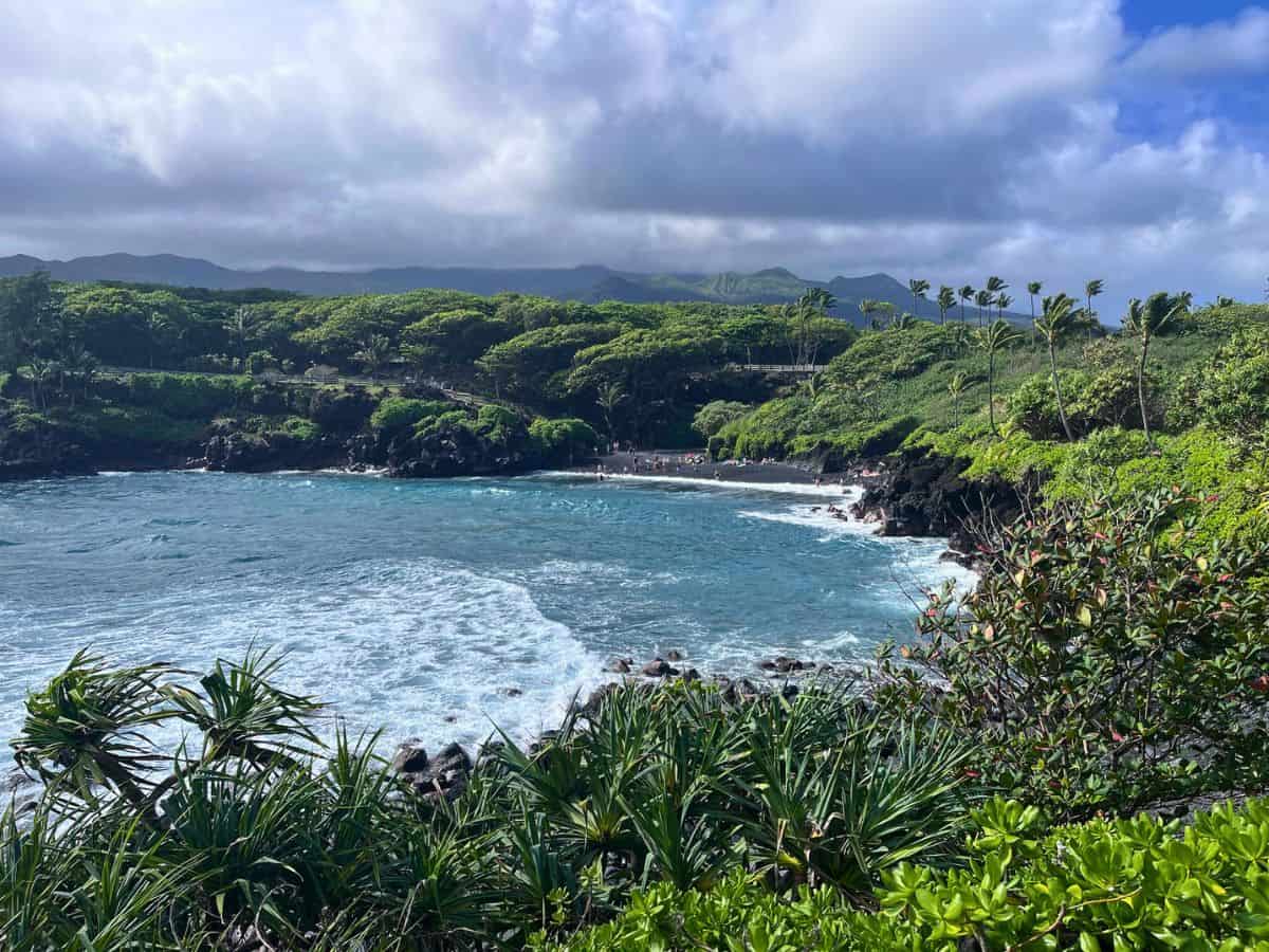 A black sand beach on Maui