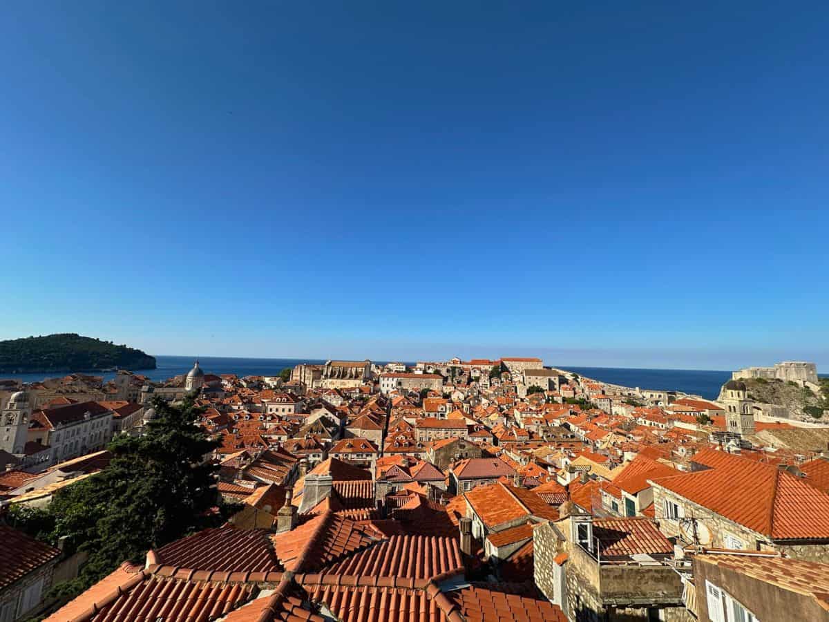View overhead Old Town Dubrovnik from the city's walls