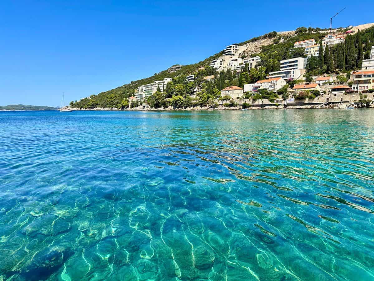Beautiful beach in Lapad. Lapad is hands down where to stay in Dubrovnik if you love swimming.