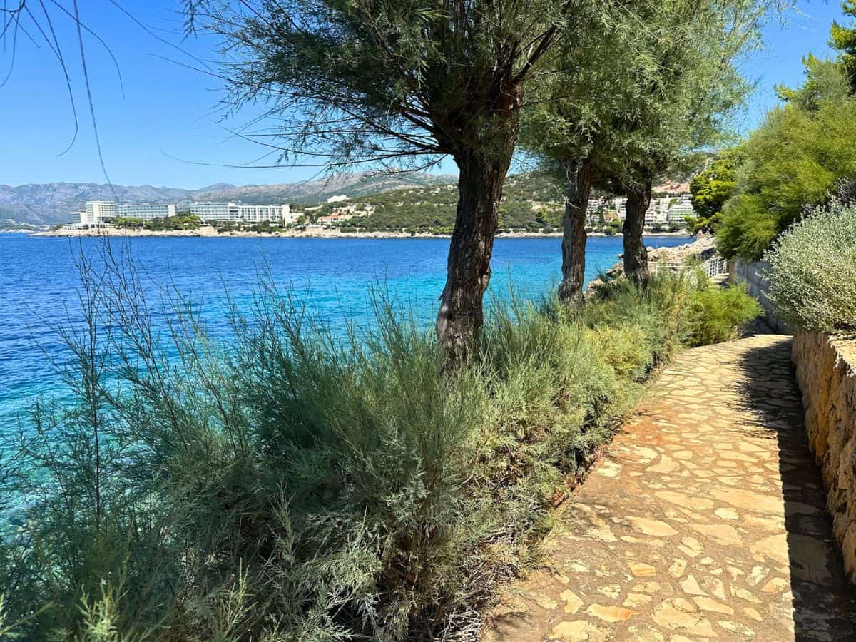 A scenic coastal path in Lapad neighborhood of Dubrovnik